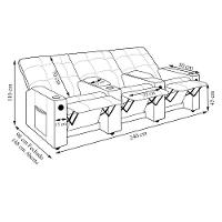 Poltrona Do Papai Reclinável Cinema 3 Lugares Manual Baú Usb Haifa F05 Facto Preto - Lyam Decor