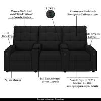 Poltrona Do Papai Reclinável Cinema 3 Lugares Manual Baú Usb Haifa F05 Facto Preto - Lyam Decor - 8