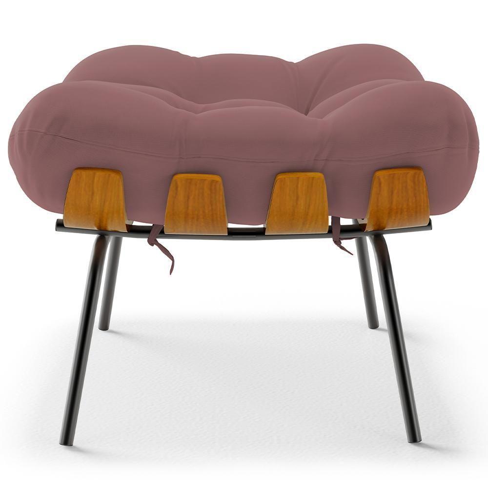 Poltrona Costela L02 Com Puff Sala De Estar Suede Rosê - Lyam Decor - 6