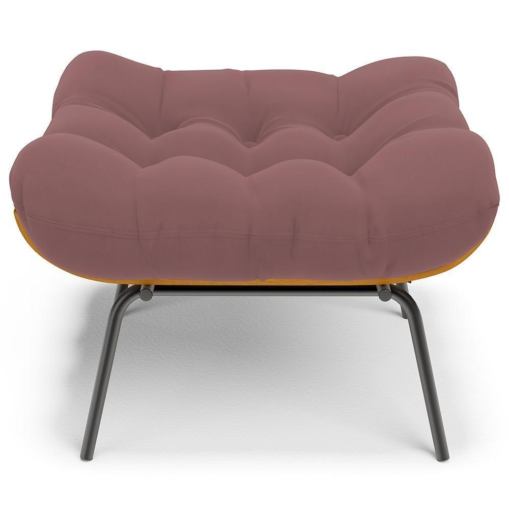 Poltrona Costela L02 Com Puff Sala De Estar Suede Rosê - Lyam Decor - 7