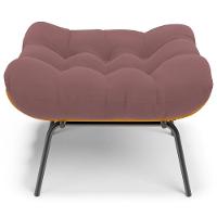 Poltrona Costela L02 Com Puff Sala De Estar Suede Rosê - Lyam Decor - 7