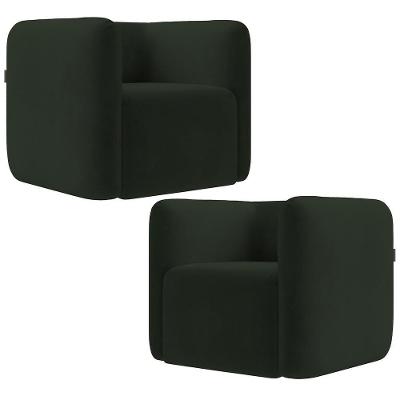Kit 02 Poltronas Decorativas Para Sala De Estar Fixa Peônia K01 Veludo Verde Lyam Decor