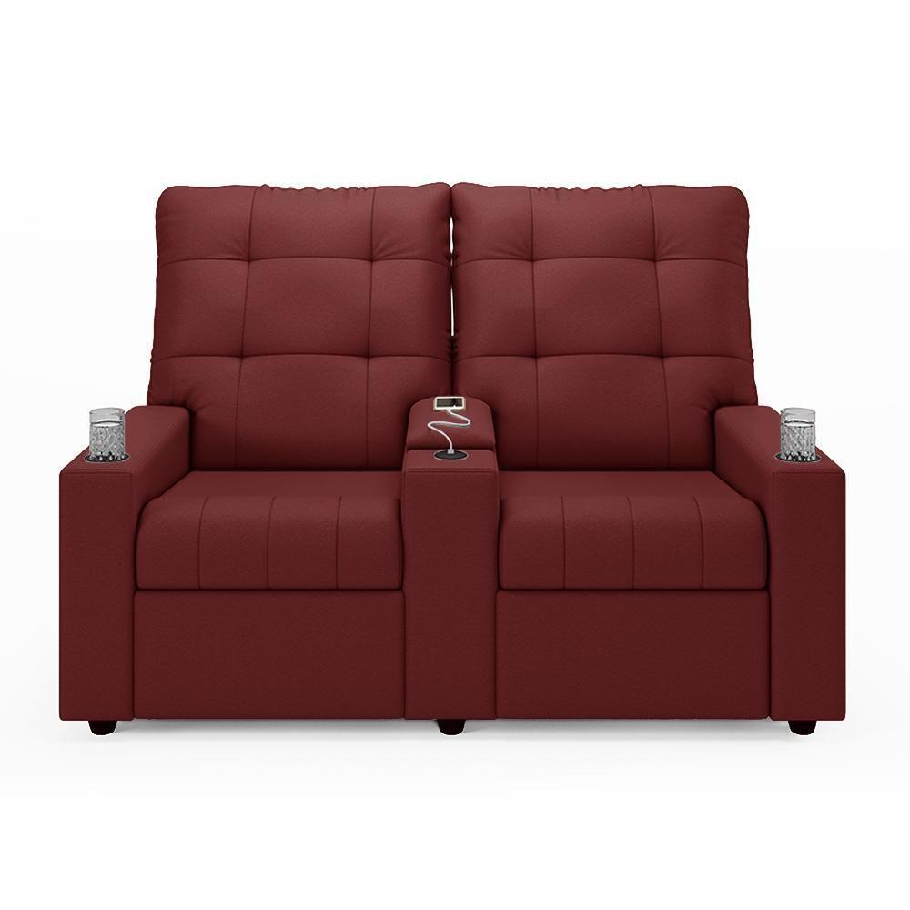 Poltrona Do Papai Reclinável Cinema 2 Lugares Manual Baú Usb Haifa F05 Facto Vermelho - Lyam Decor - 6
