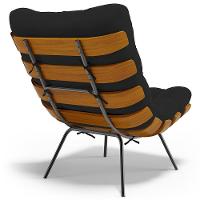 Poltrona Costela L02 Com Puff Sala De Estar Suede Preto - Lyam Decor - 2