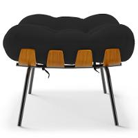 Poltrona Costela L02 Com Puff Sala De Estar Suede Preto - Lyam Decor - 6