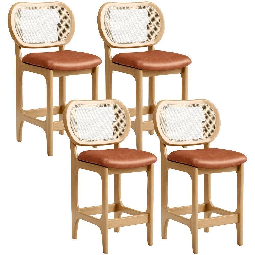 Kit 4 Banquetas Baixa Bar Cozinha Sala De Jantar Betta L02 Mel Tela Couríssimo Camel - Lyam Decor - 1