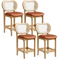 Kit 4 Banquetas Baixa Bar Cozinha Sala De Jantar Betta L02 Mel Tela Couríssimo Camel - Lyam Decor - 1