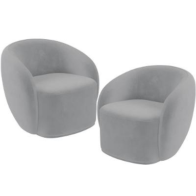 Kit 2 Poltronas Decorativas Sala De Estar Living Gliese K01 Veludo Cinza Lyam Decor