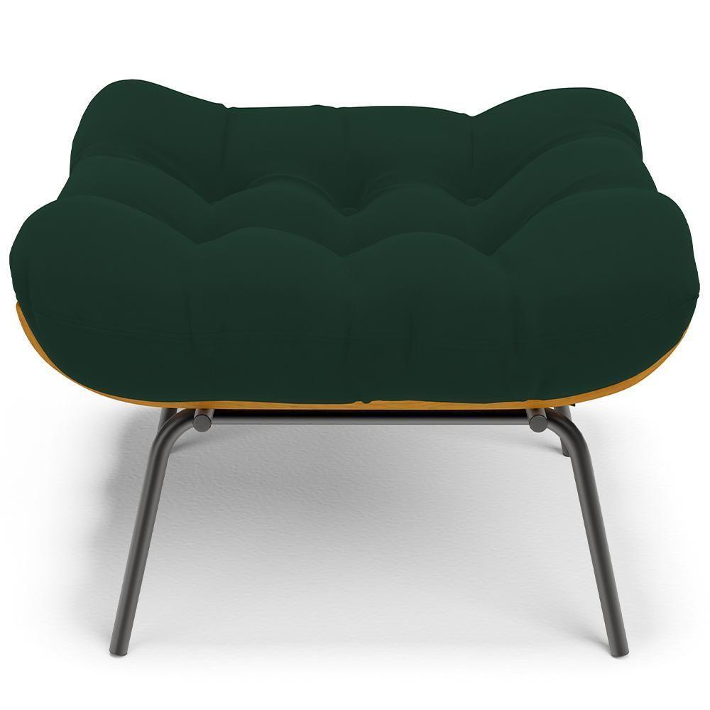 Poltrona Costela L02 Com Puff Sala De Estar Suede Verde Musgo - Lyam Decor - 7