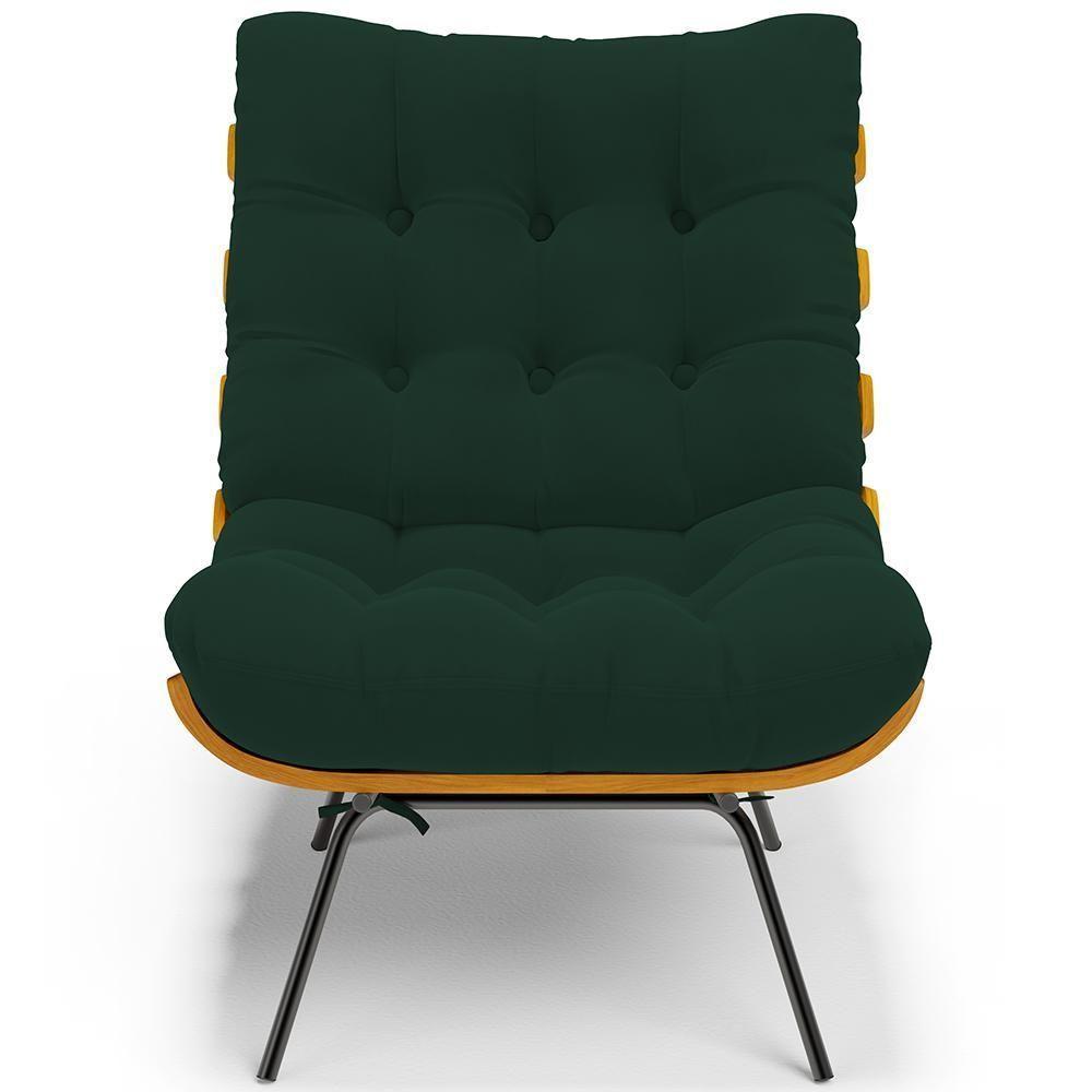 Poltrona Costela L02 Com Puff Sala De Estar Suede Verde Musgo - Lyam Decor - 8