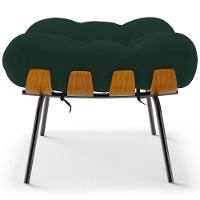 Poltrona Costela L02 Com Puff Sala De Estar Suede Verde Musgo - Lyam Decor - 6