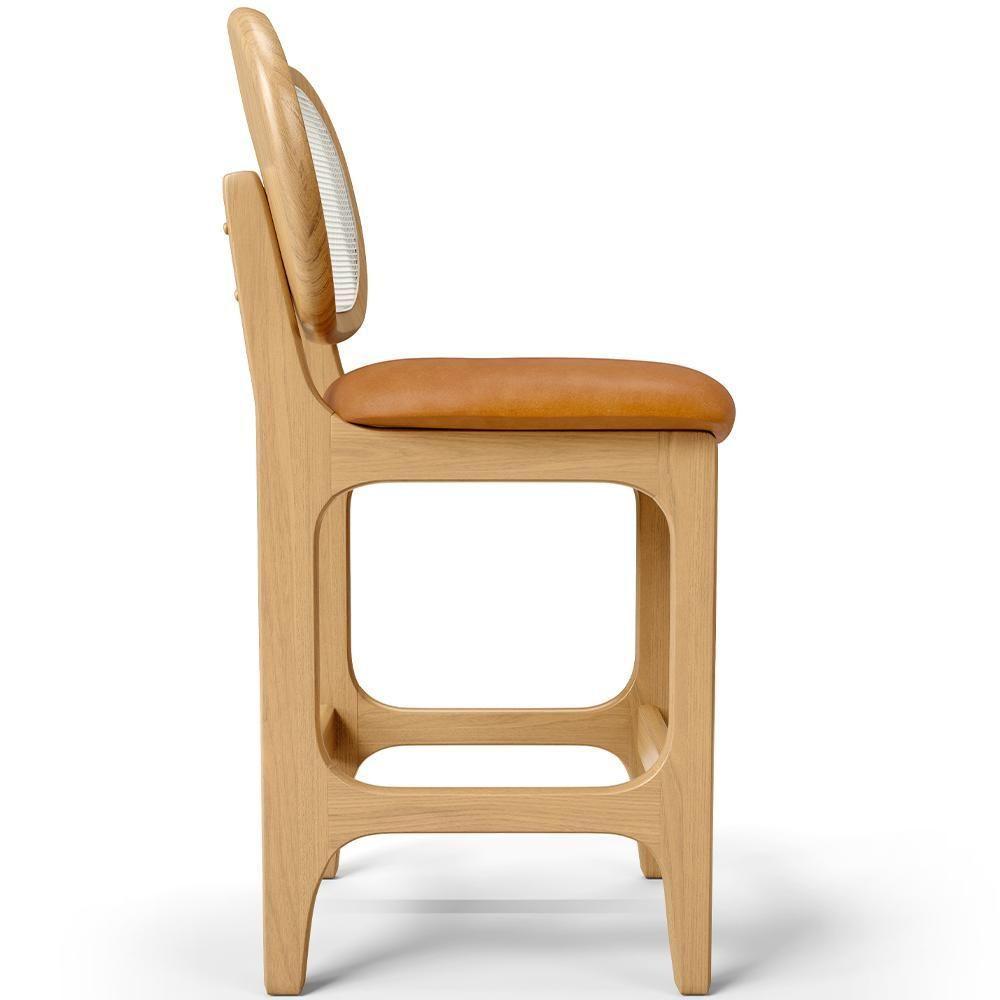 Kit 2 Banquetas Baixa Bar Cozinha Sala De Jantar Betta L02 Mel Tela Couríssimo Whisky - Lyam Decor - 2