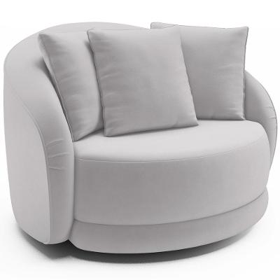 Poltrona Decorativa Witta M03 Base Giratória Veludo Cinza Lyam Decor
