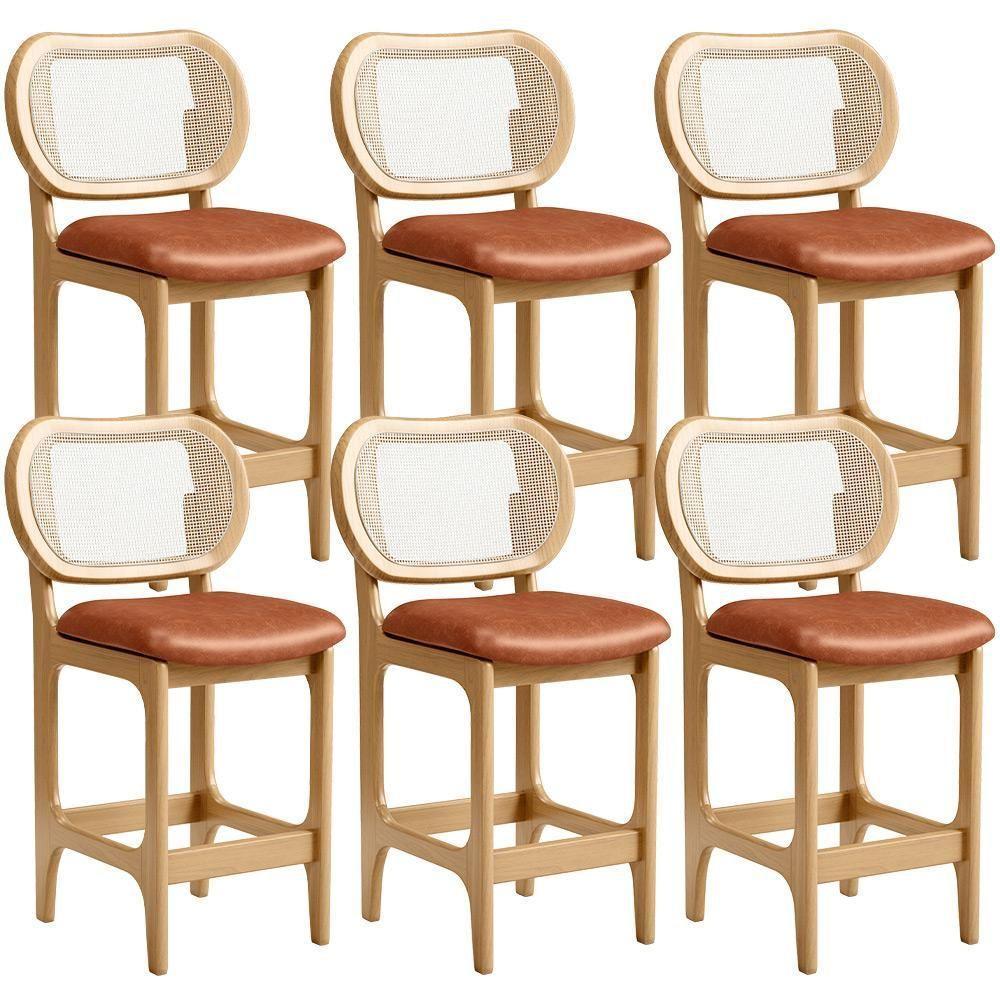 Kit 6 Banquetas Baixa Bar Cozinha Sala De Jantar Betta L02 Mel Tela Couríssimo Camel - Lyam Decor - 1