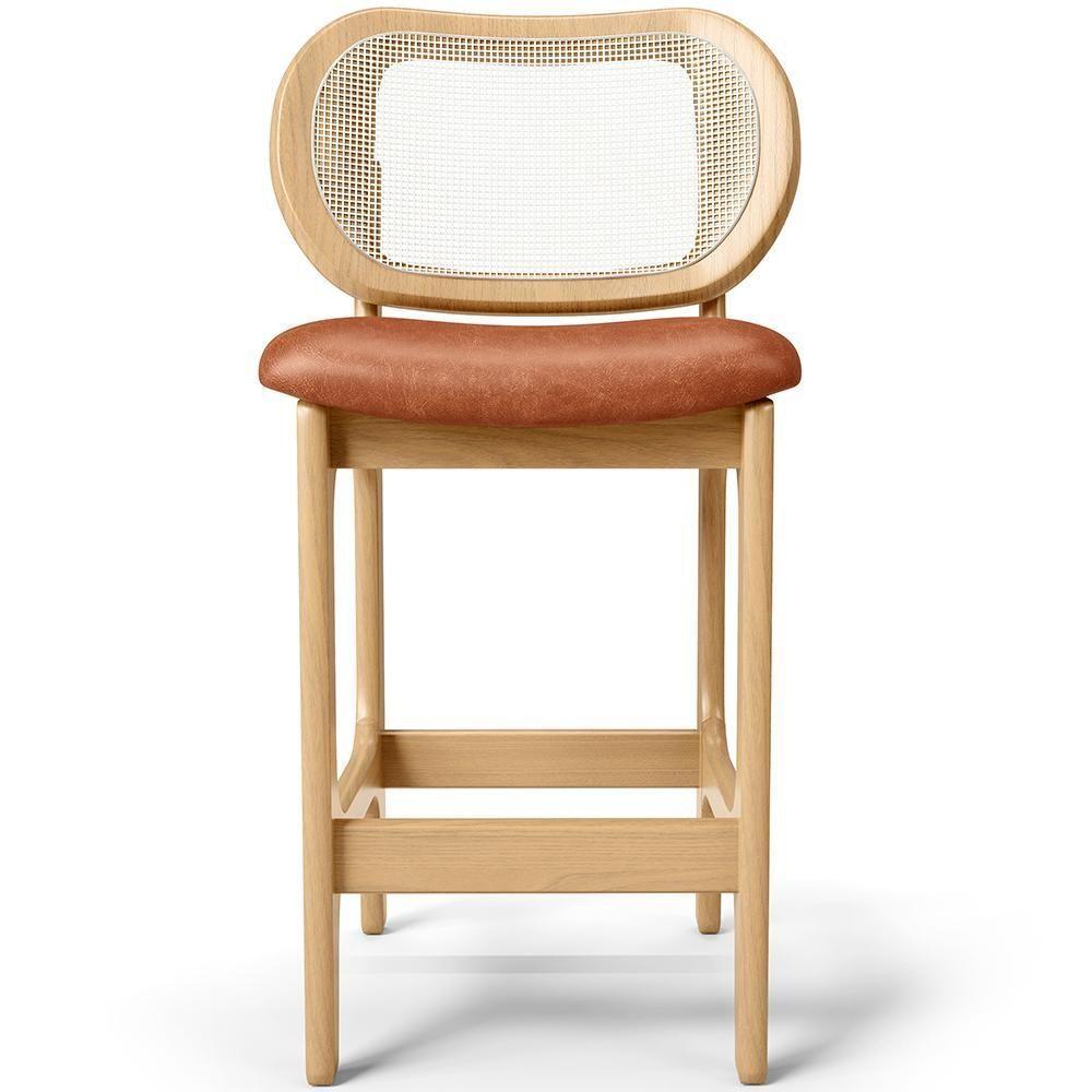 Kit 6 Banquetas Baixa Bar Cozinha Sala De Jantar Betta L02 Mel Tela Couríssimo Camel - Lyam Decor - 5