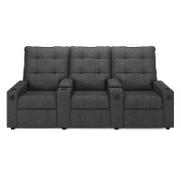 Poltrona Do Papai Reclinável Cinema 3 Lugares Manual Baú Usb Haifa F05 Linho Chumbo - Lyam Decor - 6