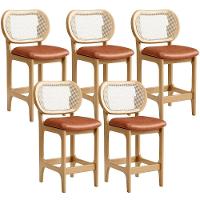 Kit 5 Banquetas Baixa Bar Cozinha Sala De Jantar Betta L02 Mel Tela Couríssimo Camel - Lyam Decor - 1