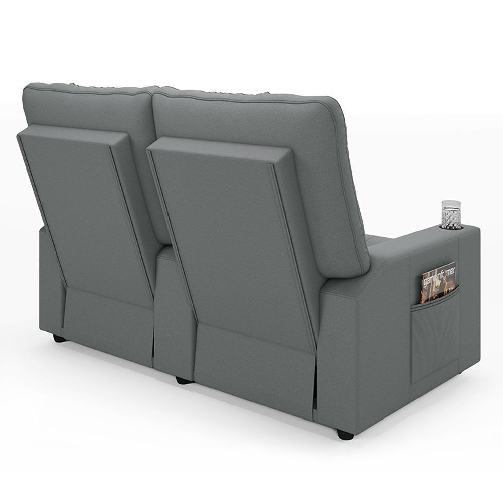 Poltrona Do Papai Reclinável Cinema 2 Lugares Manual Baú Usb Haifa F05 Facto Cinza - Lyam Decor - 5