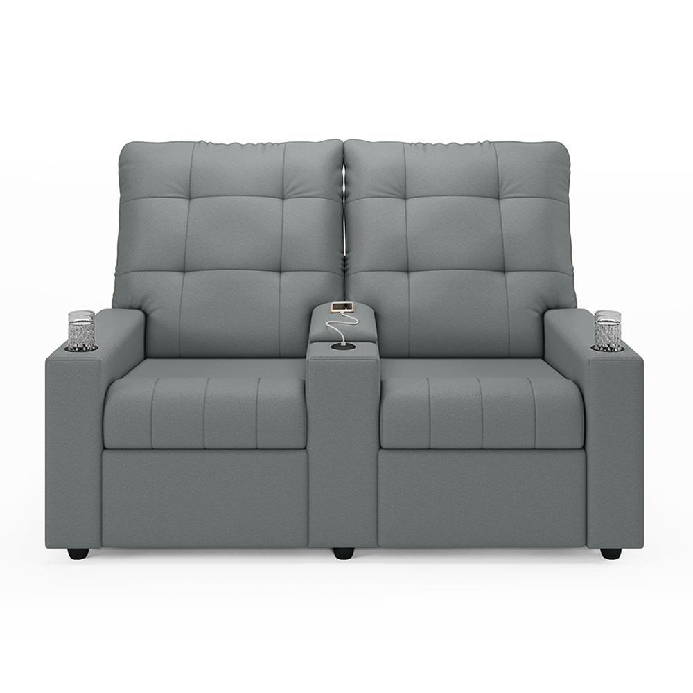 Poltrona Do Papai Reclinável Cinema 2 Lugares Manual Baú Usb Haifa F05 Facto Cinza - Lyam Decor - 6