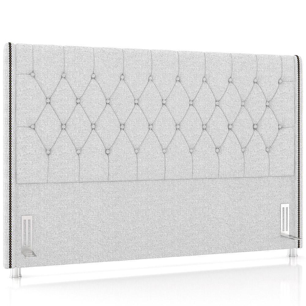 Cabeceira Cama Box Queen 160cm Estofada Frizza P05 Linho Cinza Claro - 1