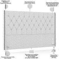 Cabeceira Cama Box Queen 160cm Estofada Frizza P05 Linho Cinza Claro - 7