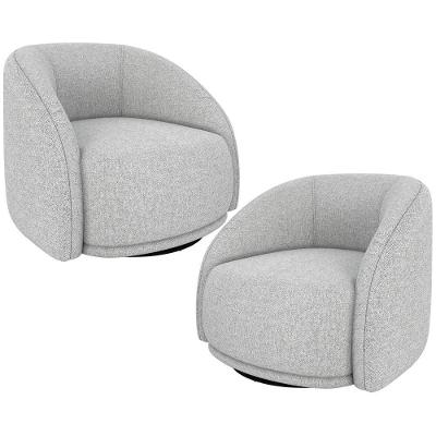 Kit 02 Poltronas Decorativa Giratória Angelina M03 Linho Cinza Lyam Decor