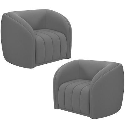 Kit 2 Poltronas Decorativas Para Sala Lazio M03 Veludo Cinza Lyam Decor
