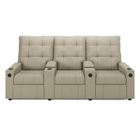 Poltrona Do Papai Reclinável Cinema 3 Lugares Manual Baú Usb Haifa F05 Facto Bege - Lyam Decor - 2