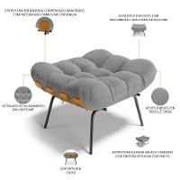 Poltrona Costela L02 Com Puff Sala De Estar Bouclê Cinza - Lyam Decor - 5
