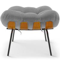 Poltrona Costela L02 Com Puff Sala De Estar Bouclê Cinza - Lyam Decor - 6