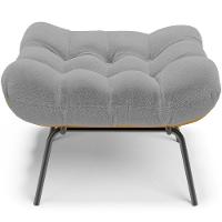 Poltrona Costela L02 Com Puff Sala De Estar Bouclê Cinza - Lyam Decor - 7