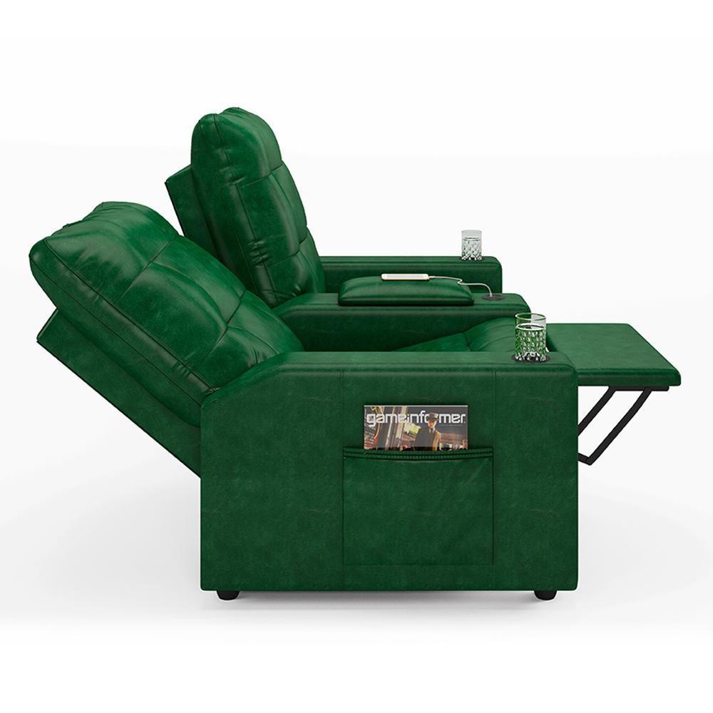 Poltrona Do Papai Reclinável Cinema 2 Lugares Manual Baú Usb Haifa F05 Facto Verde Musgo -lyam Decor - 3