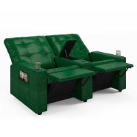 Poltrona Do Papai Reclinável Cinema 2 Lugares Manual Baú Usb Haifa F05 Facto Verde Musgo -lyam Decor - 1