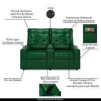 Poltrona Do Papai Reclinável Cinema 2 Lugares Manual Baú Usb Haifa F05 Facto Verde Musgo -lyam Decor - 5