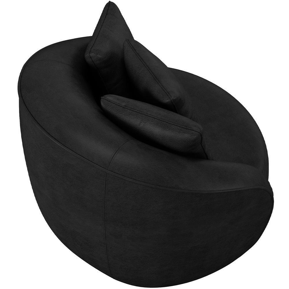 Kit 02 Poltronas Decorativas Base Fixa Pés Madeira Witta M03 Couríssimo Preto - Lyam Decor - 4