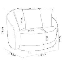 Kit 02 Poltronas Decorativas Base Fixa Pés Madeira Witta M03 Couríssimo Preto - Lyam Decor - 3