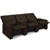 Poltrona Do Papai Reclinável Cinema 3 Lugares Manual Baú Usb Haifa F05 Facto Marrom - Lyam Decor - 1