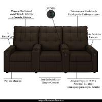 Poltrona Do Papai Reclinável Cinema 3 Lugares Manual Baú Usb Haifa F05 Facto Marrom - Lyam Decor - 8