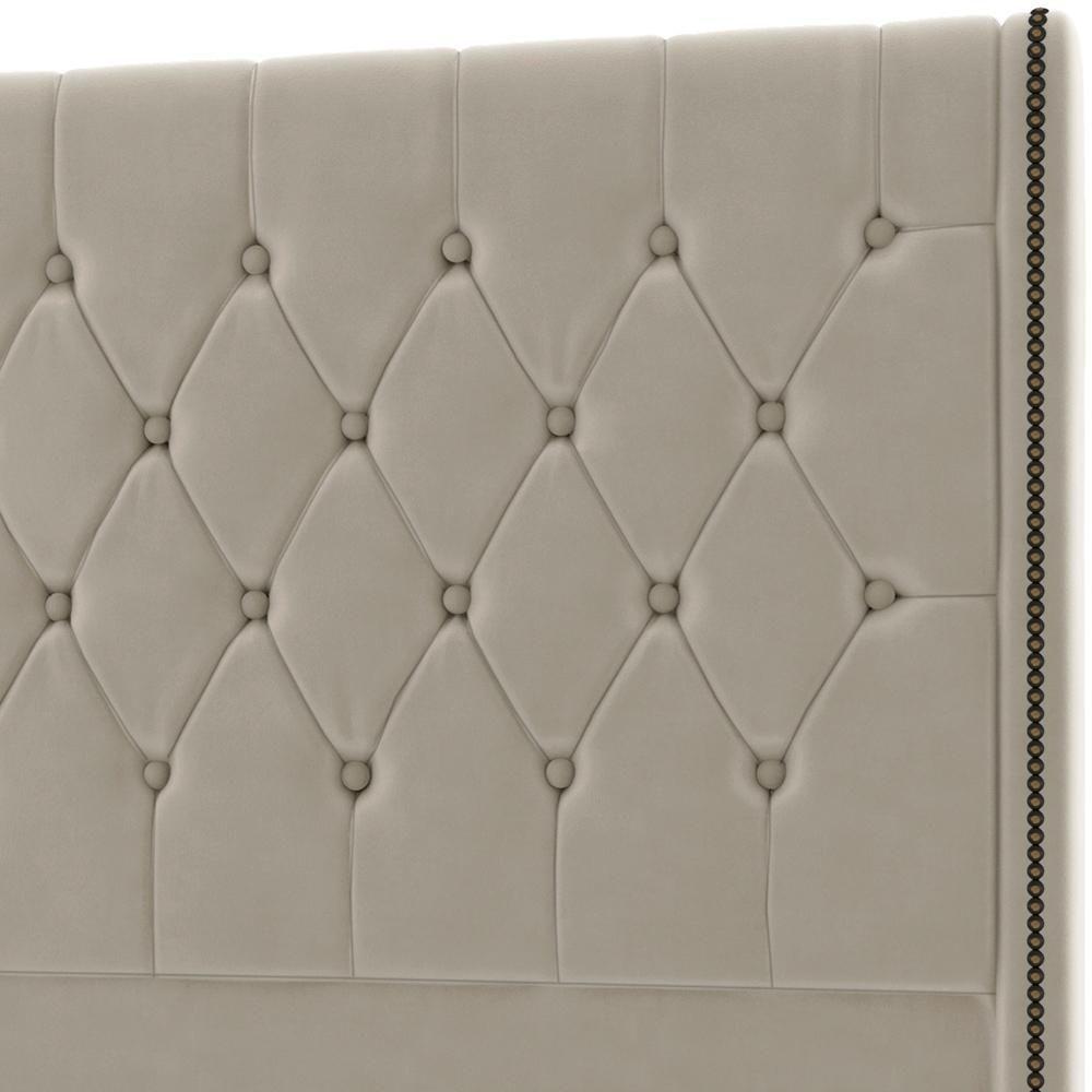 Cabeceira Cama Box Queen 160cm Estofada Frizza P05 Veludo Bege - 2