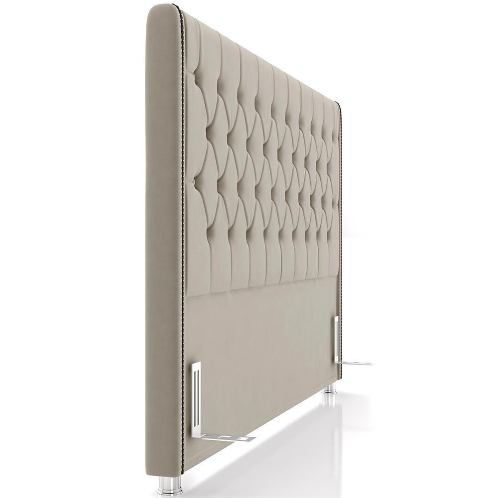 Cabeceira Cama Box Queen 160cm Estofada Frizza P05 Veludo Bege - 4