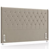 Cabeceira Cama Box Queen 160cm Estofada Frizza P05 Veludo Bege - 1