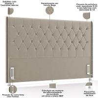 Cabeceira Cama Box Queen 160cm Estofada Frizza P05 Veludo Bege - 7