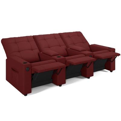 Poltrona Do Papai Reclinável 3 Lugares Haifa F05 Baú Usb Facto Vermelho Lyam Decor