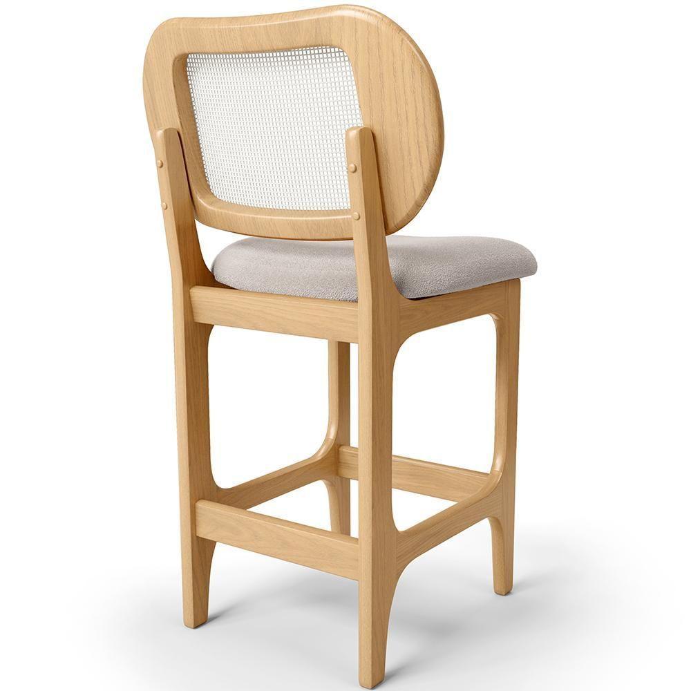 Kit 2 Banquetas Baixa Bar Cozinha Sala De Jantar Betta L02 Mel Tela Bouclê Creme - Lyam Decor - 4