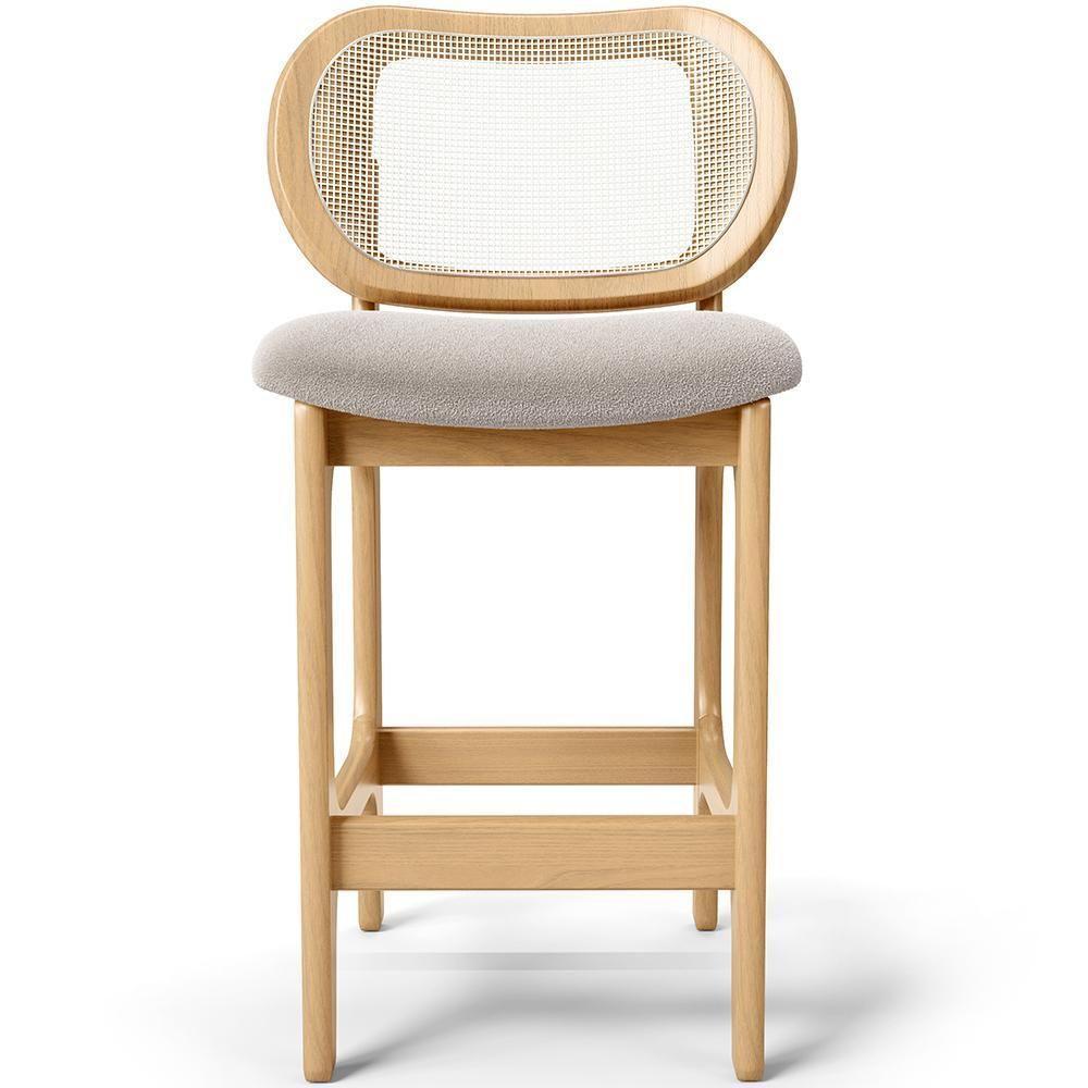 Kit 2 Banquetas Baixa Bar Cozinha Sala De Jantar Betta L02 Mel Tela Bouclê Creme - Lyam Decor - 5