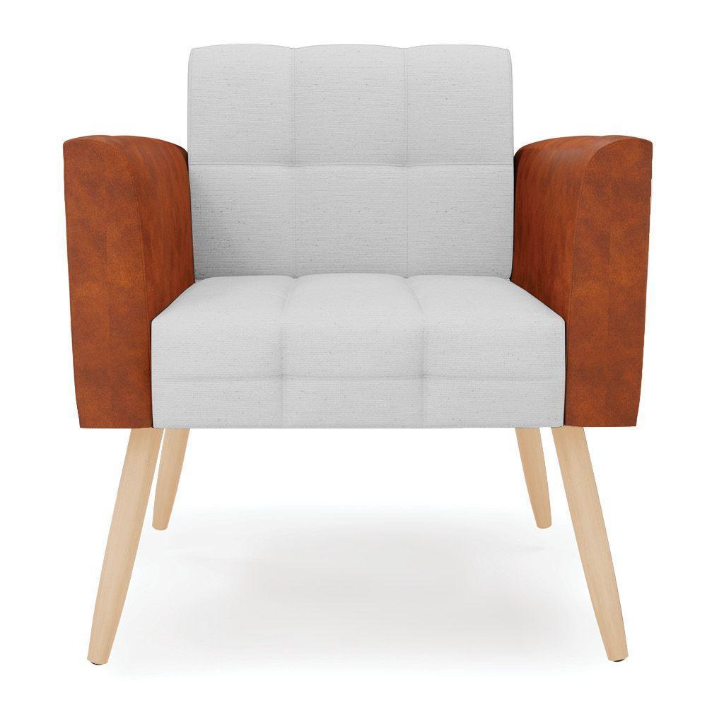 Poltrona Pés Palito Natural Elisa Nozes-linho Cinza A05 D03 - D'rossi - 5