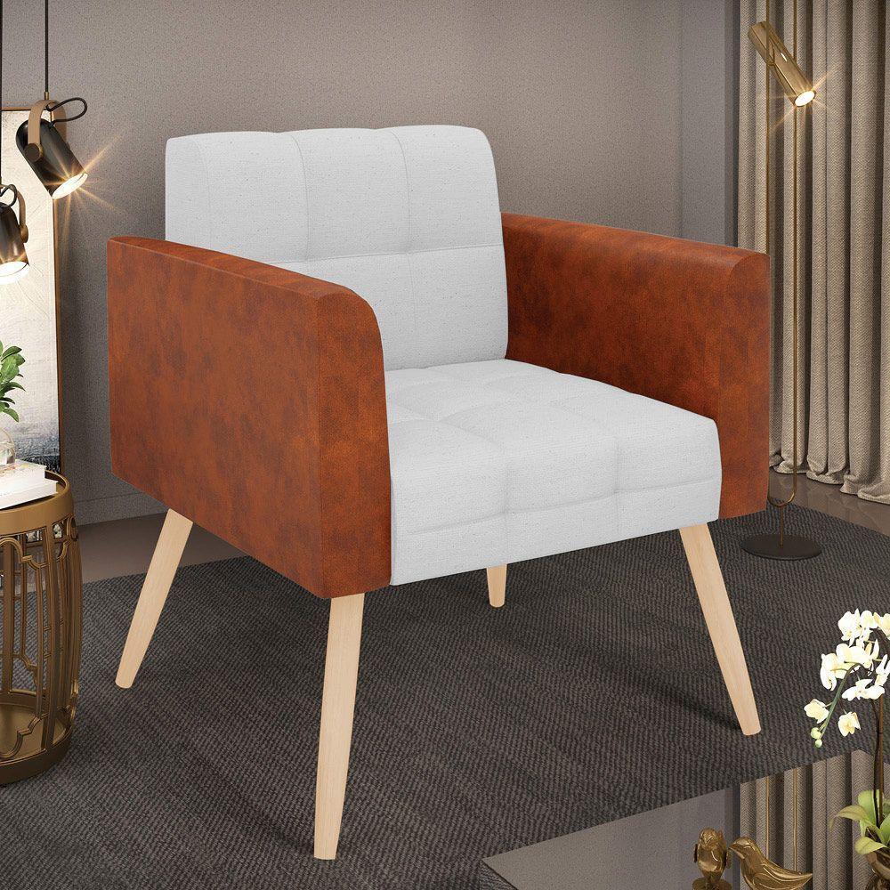 Poltrona Pés Palito Natural Elisa Nozes-linho Cinza A05 D03 - D'rossi - 6