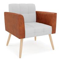 Poltrona Pés Palito Natural Elisa Nozes-linho Cinza A05 D03 - D'rossi - 1