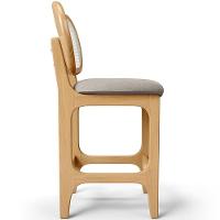 Kit 4 Banquetas Baixa Bar Cozinha Sala De Jantar Betta L02 Mel Tela Linho Bege - Lyam Decor - 2