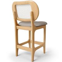 Kit 4 Banquetas Baixa Bar Cozinha Sala De Jantar Betta L02 Mel Tela Linho Bege - Lyam Decor